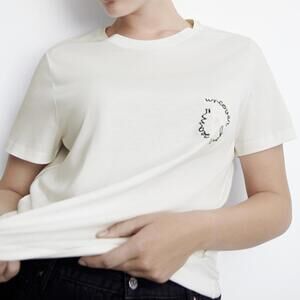 Mango Fight Against Cancer Solidarity T-Shirt Embroidered Message White Size 2XL